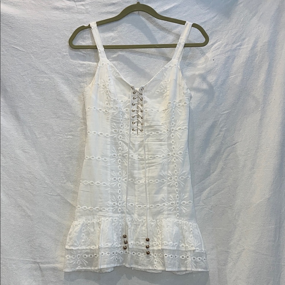 White Lace-Up Sundress